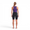 Vista trasera de una mujer con el Swimskin Streamline sin mangas en negro, sobre fondo blanco.