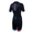 Vista trasera del trisuit Activate+ de manga corta para mujer de ZONE3 en negro, con el logotipo vertical de ZONE3 en colores degradados y puños contrastantes en rosa y azul.
