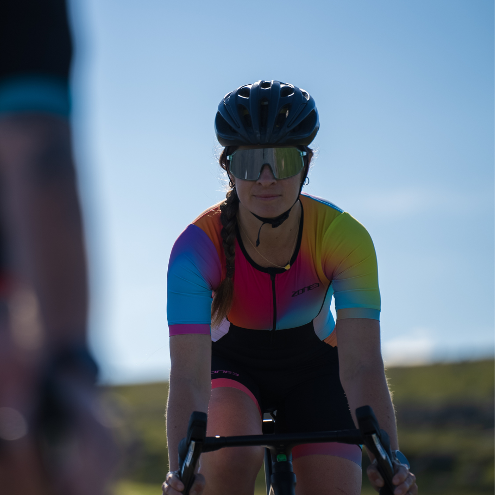 Macacão de triatlo de manga curta para mulher Activate+ Colorplay