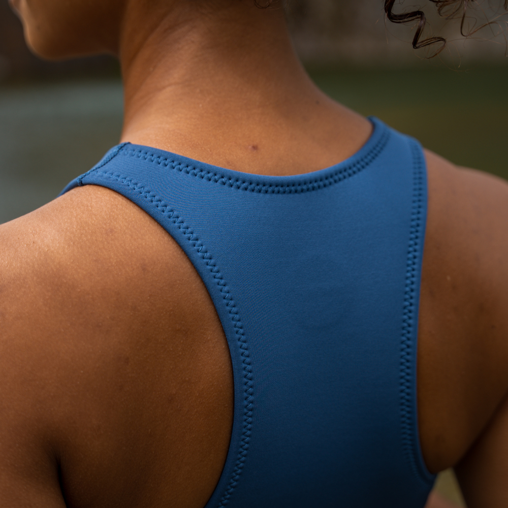 Fato de mergulho Yulex® sem mangas para mulher em neoprene azul